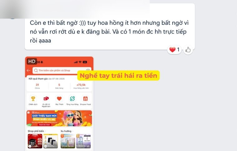 Kết quả hoa hồng affiliate của học viên
