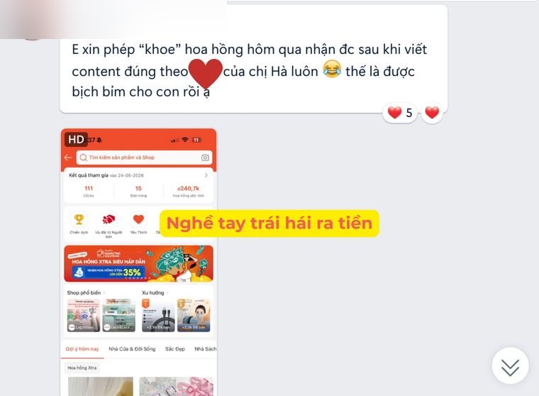 Kết quả hoa hồng affiliate của học viên